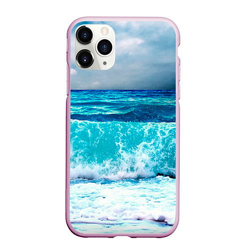 Чехол iPhone 11 Pro матовый Волны / 3D-Розовый – фото 1