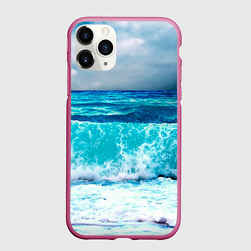 Чехол iPhone 11 Pro матовый Волны / 3D-Малиновый – фото 1