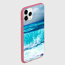 Чехол iPhone 11 Pro матовый Волны, цвет: 3D-малиновый — фото 2