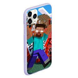 Чехол iPhone 11 Pro матовый Minecraft Man, цвет: 3D-светло-сиреневый — фото 2