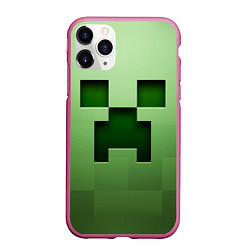 Чехол iPhone 11 Pro матовый Creeper Face, цвет: 3D-малиновый