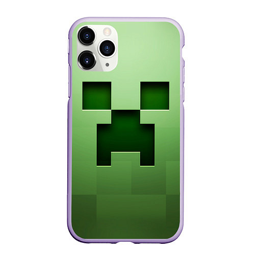 Чехол iPhone 11 Pro матовый Creeper Face / 3D-Светло-сиреневый – фото 1