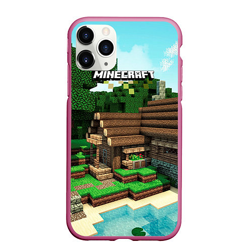 Чехол iPhone 11 Pro матовый Minecraft House / 3D-Малиновый – фото 1