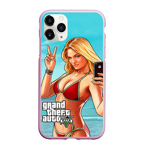 Чехол iPhone 11 Pro матовый GTA 5: Selfie Girl / 3D-Розовый – фото 1