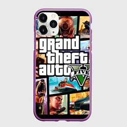 Чехол iPhone 11 Pro матовый GTA 5: City Stories, цвет: 3D-фиолетовый