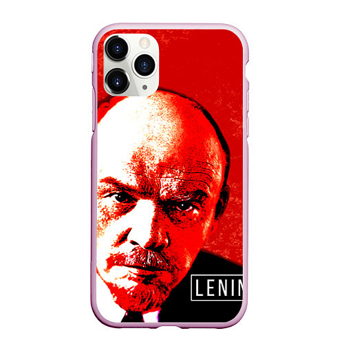 Чехол iPhone 11 Pro матовый Red Lenin / 3D-Розовый – фото 1