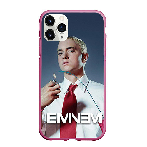 Чехол iPhone 11 Pro матовый Eminem Fire / 3D-Малиновый – фото 1