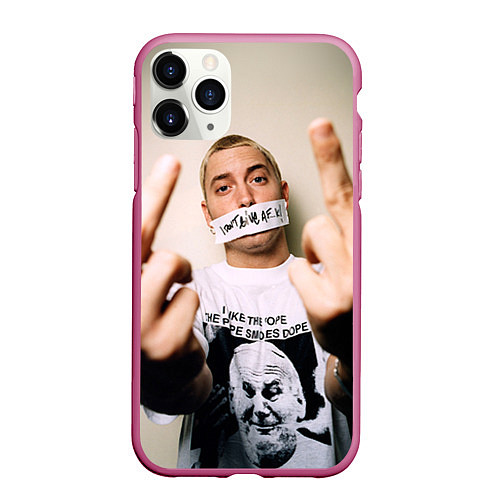 Чехол iPhone 11 Pro матовый Eminem: I am Rap / 3D-Малиновый – фото 1