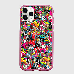 Чехол iPhone 11 Pro матовый Стикербомбинг, цвет: 3D-малиновый