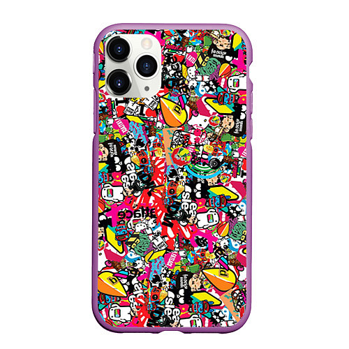 Чехол iPhone 11 Pro матовый Стикербомбинг / 3D-Фиолетовый – фото 1