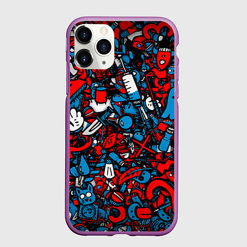 Чехол iPhone 11 Pro матовый Стикербомбинг / 3D-Фиолетовый – фото 1