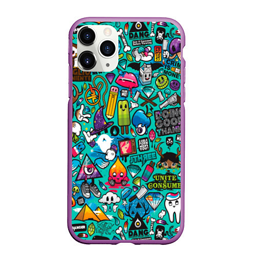 Чехол iPhone 11 Pro матовый Стикербомбинг / 3D-Фиолетовый – фото 1
