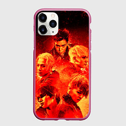 Чехол iPhone 11 Pro матовый Big Bang: Flame Boys, цвет: 3D-малиновый