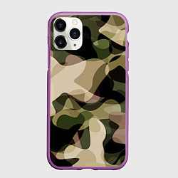 Чехол iPhone 11 Pro матовый Камуфляж, цвет: 3D-фиолетовый