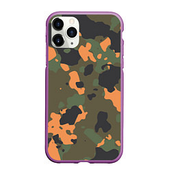 Чехол iPhone 11 Pro матовый Камуфляж: хаки/оранжевый, цвет: 3D-фиолетовый