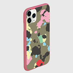Чехол iPhone 11 Pro матовый Камуфляж: микс цветов, цвет: 3D-малиновый — фото 2