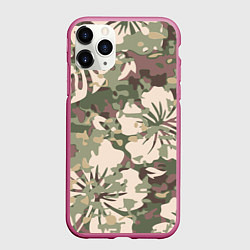 Чехол iPhone 11 Pro матовый Камуфляж, цвет: 3D-малиновый