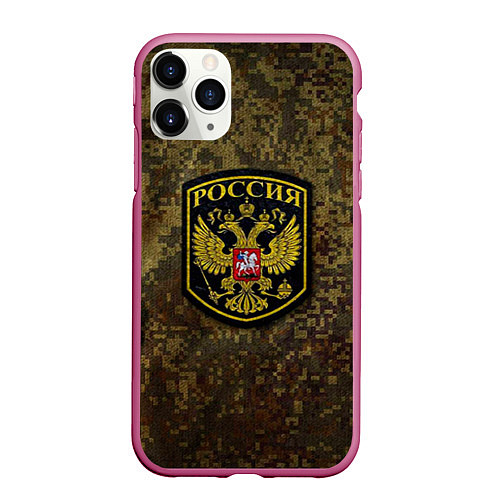 Чехол iPhone 11 Pro матовый Камуфляж: Россия / 3D-Малиновый – фото 1