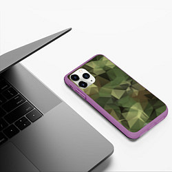 Чехол iPhone 11 Pro матовый Полигональный камуфляж, цвет: 3D-фиолетовый — фото 2
