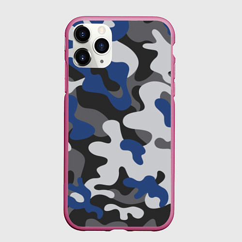 Чехол iPhone 11 Pro матовый Зимний камуфляж / 3D-Малиновый – фото 1