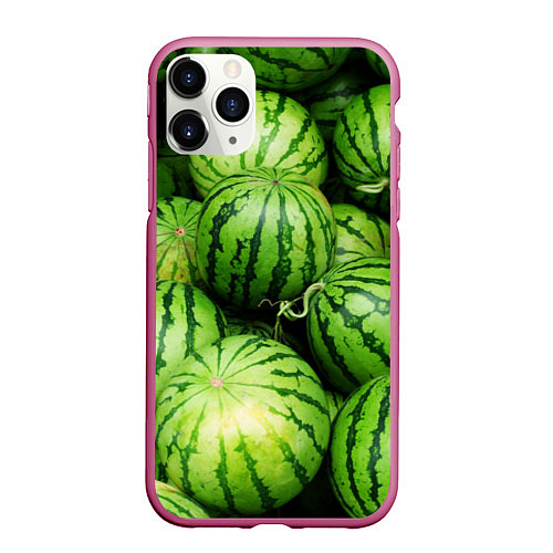 Чехол iPhone 11 Pro матовый Арбузы / 3D-Малиновый – фото 1