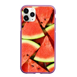 Чехол iPhone 11 Pro матовый Дольки арбуза, цвет: 3D-фиолетовый