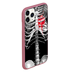 Чехол iPhone 11 Pro матовый Скелет с сердцем, цвет: 3D-малиновый — фото 2