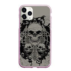 Чехол iPhone 11 Pro матовый Skulls, цвет: 3D-розовый