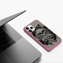 Чехол iPhone 11 Pro матовый Skulls, цвет: 3D-малиновый — фото 2