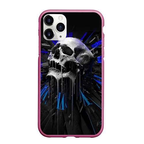 Чехол iPhone 11 Pro матовый Череп / 3D-Малиновый – фото 1