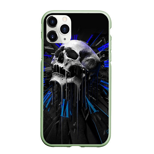 Чехол iPhone 11 Pro матовый Череп / 3D-Салатовый – фото 1