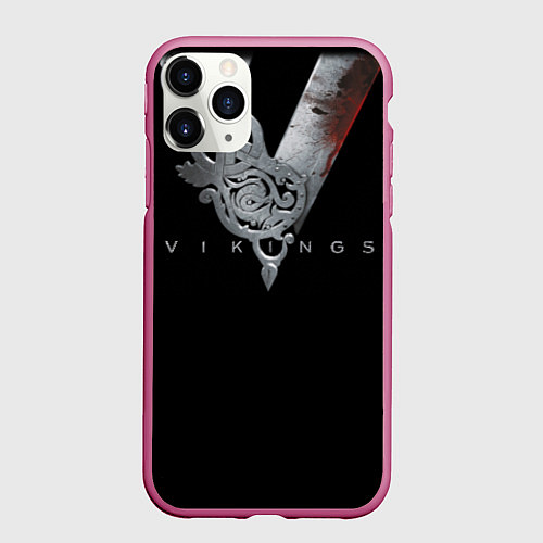 Чехол iPhone 11 Pro матовый Vikings Emblem / 3D-Малиновый – фото 1