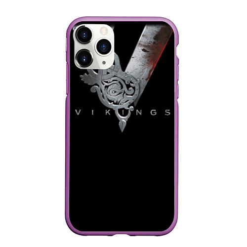 Чехол iPhone 11 Pro матовый Vikings Emblem / 3D-Фиолетовый – фото 1