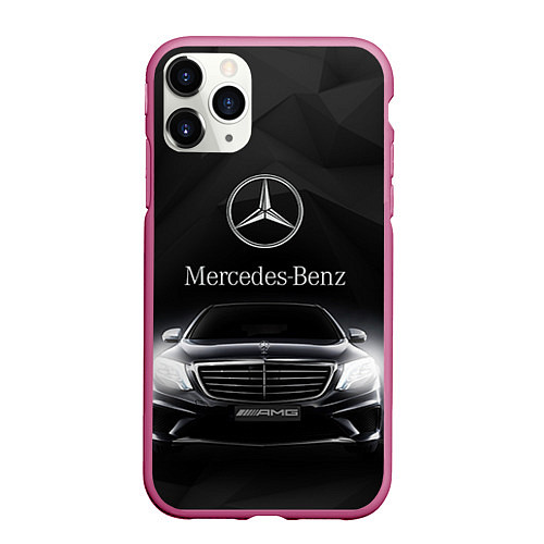 Чехол iPhone 11 Pro матовый Mercedes / 3D-Малиновый – фото 1