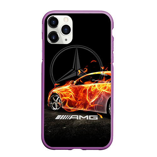 Чехол iPhone 11 Pro матовый Mercedes / 3D-Фиолетовый – фото 1
