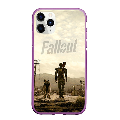 Чехол iPhone 11 Pro матовый Fallout City / 3D-Фиолетовый – фото 1