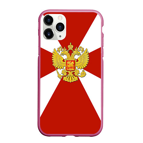 Чехол iPhone 11 Pro матовый Флаг ВВ / 3D-Малиновый – фото 1