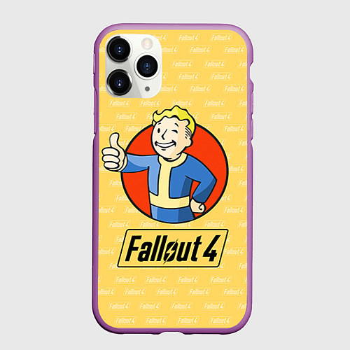 Чехол iPhone 11 Pro матовый Fallout 4: Pip-Boy / 3D-Фиолетовый – фото 1