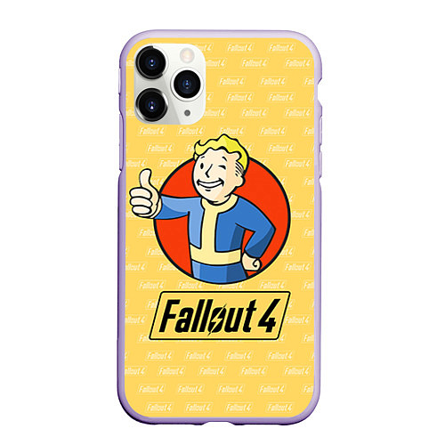 Чехол iPhone 11 Pro матовый Fallout 4: Pip-Boy / 3D-Светло-сиреневый – фото 1