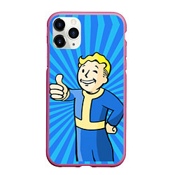 Чехол iPhone 11 Pro матовый Fallout Blue, цвет: 3D-малиновый