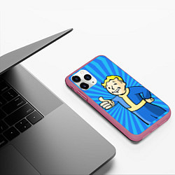 Чехол iPhone 11 Pro матовый Fallout Blue, цвет: 3D-малиновый — фото 2