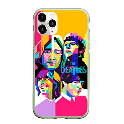 Чехол iPhone 11 Pro матовый The Beatles: Poly-art, цвет: 3D-салатовый
