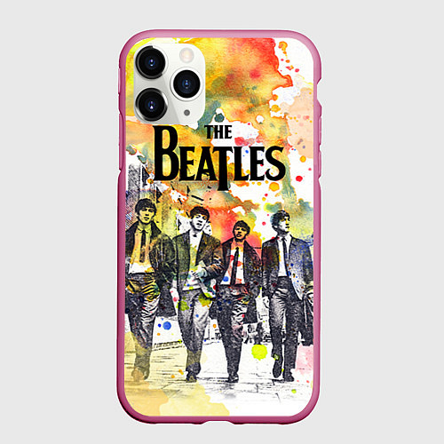 Чехол iPhone 11 Pro матовый The Beatles: Colour Spray / 3D-Малиновый – фото 1