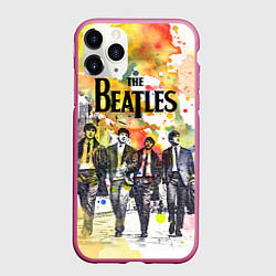 Чехол iPhone 11 Pro матовый The Beatles: Colour Spray, цвет: 3D-малиновый