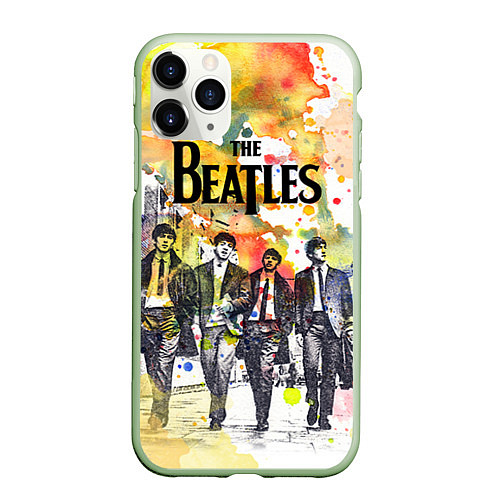 Чехол iPhone 11 Pro матовый The Beatles: Colour Spray / 3D-Салатовый – фото 1