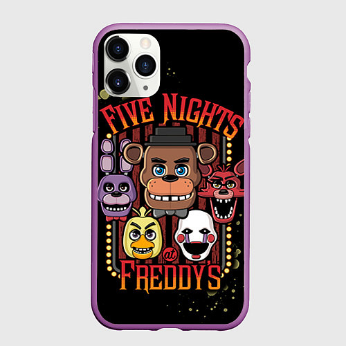 Чехол iPhone 11 Pro матовый Five Nights At Freddy's / 3D-Фиолетовый – фото 1