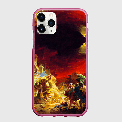 Чехол iPhone 11 Pro матовый Брюллов Последний день Помпеи / 3D-Малиновый – фото 1