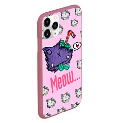 Чехол iPhone 11 Pro матовый Drop Dead: Meow, цвет: 3D-малиновый — фото 2