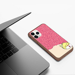 Чехол iPhone 11 Pro матовый Drop Dead: Pink Brains, цвет: 3D-коричневый — фото 2