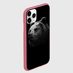 Чехол iPhone 11 Pro матовый Взгляд мишки, цвет: 3D-малиновый — фото 2